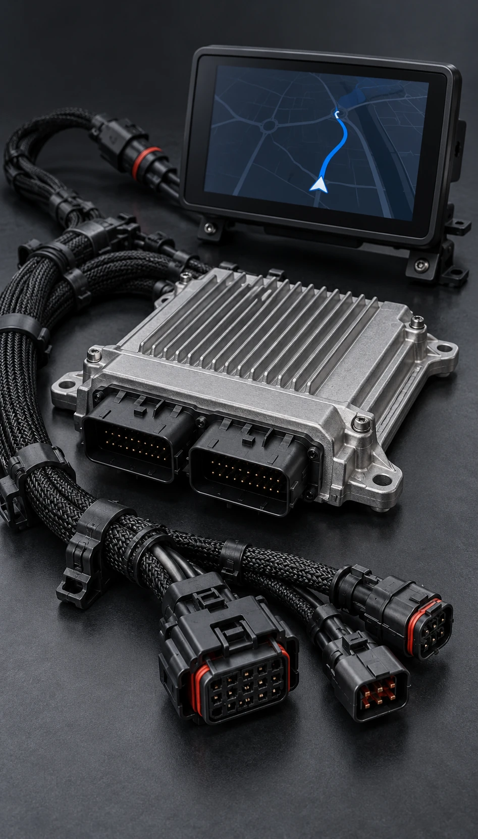 차량 ECU, 내비게이션과 밀폐형 커넥터가 있는 와이어 하네스