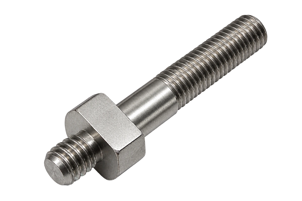 길이가 다른 양단 수나사와 원형 축, 육각 숄더로 구성된 정밀가공 체결 부품 · Double-ended Threaded Stud