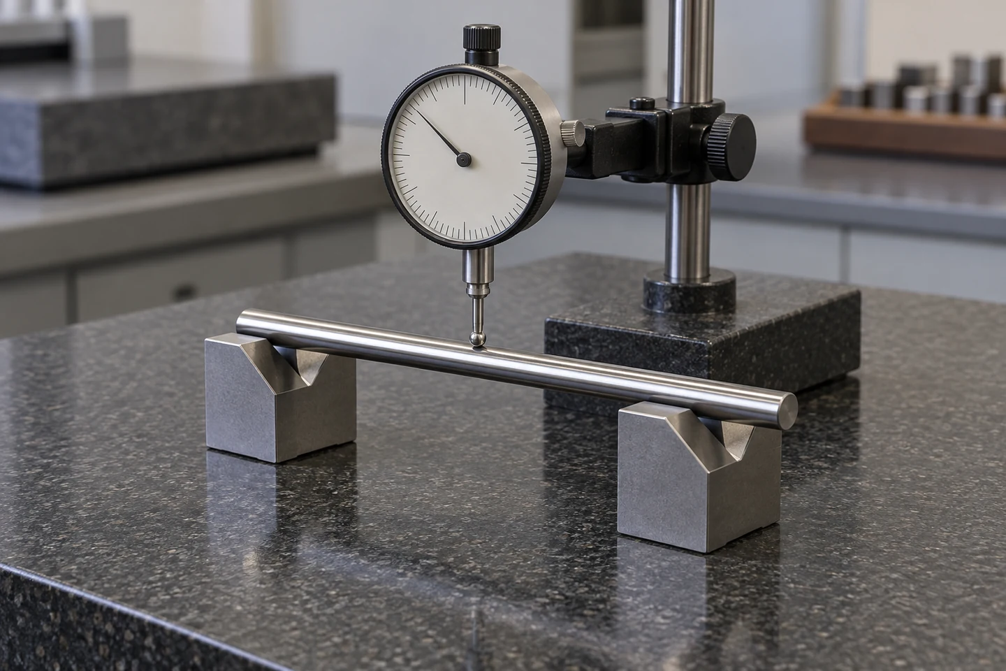 PIN METROLOGY / V블록 지지와 회전 흔들림 검사